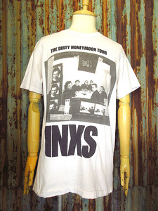 ビンテージ90’s●INXS THE DIRTY HONEYMOON TOUR両面プリントTシャツ白size XL●240903k4-m-tsh-bn 1990sインエクセスバンドロック