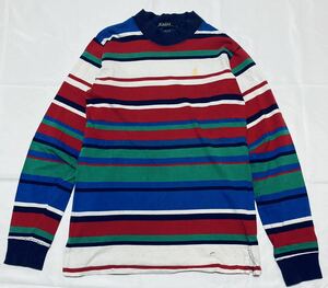 ラルフローレン 長袖 モックネック マルチボーダー 80Sビンテージ 古着 Made in USA Large 