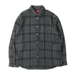 美品 Supreme シュプリーム シャツ サイズ:S 23SS バスケット ウィーブ チェックシャツ Basket Weave Plaid Shirt ブラック グレー