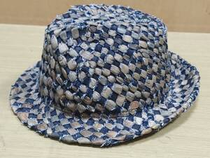 k3 NOL INDNESIA ストロー中折れ帽（ECENGON HAT）　ベージュ×ブラック M(57.5cm前後 即決！