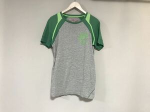 本物ディーゼルDIESELコットンプリントラグラン半袖Tシャツメンズサーフアメカジミリタリーワークビジネスグレーグリーン緑S