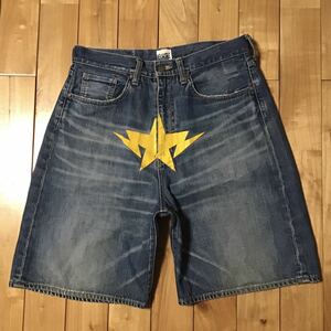 BAPESTA デニム ハーフパンツ Mサイズ a bathing ape BAPE sta denim shorts ショーツ エイプ ベイプ アベイシングエイプ star スター gw7