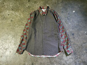 COMME des GARCONS SHIRT 01AW ウール切替コーデュロイシャツ ネイティブ柄 2001AW コムデギャルソンシャツ