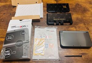 1円〜【美品・動作◎】Newニンテンドー3DS LL/任天堂/本体セット/メタリックブラック/おまけ付き/ 初期化