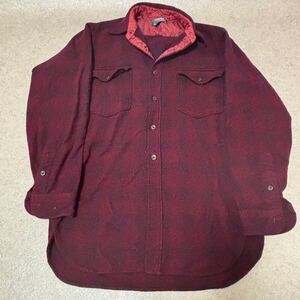 24■ USA製 PENDLETON/ペンドルトン 60s 70s 長袖 ビンテージ チェック ウールシャツ SIZE16