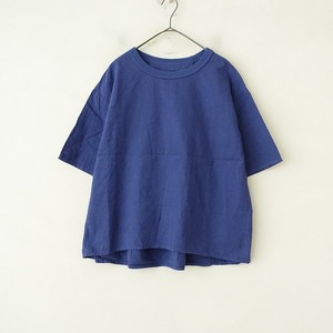 マイヨ maillot *リネンコットンバックタックTee*0カットソー綿麻トップスTシャツブルーネイビー(1-2408-253)【31I42】