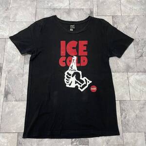 BEAMS ビームス Coca Cola コカコーラ コラボTシャツ T-shirt TEE 半袖 プリントロゴ ブラック サイズL 玉SS1822