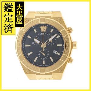 VERSACE ヴェルサーチェ スポーティ グレカ ブラック VESO00922 ゴールドメッキ メンズ クオーツ 【200】