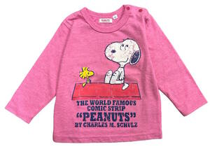 即決★新品タグ付 ピーナッツ PEANUTS スヌーピー★ダメージプリント スヌーピーとウッドストック 長袖Tシャツ★95cm 2-3才 ￥1650