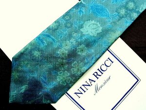 ♪22251D♪状態並品【花 植物 葉っぱ 柄】ニナリッチ【NINA RICCI】ネクタイ