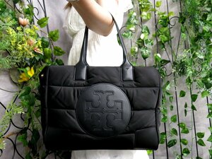 ●超美品●TORY BURCH トリーバーチ●エラパファー●ナイロン カーフ レザー 本革●トート バッグ●黒●G金具●腕掛け●A4 書類●Js48723