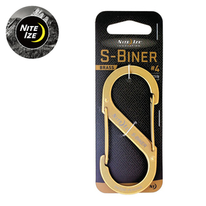 【エスビナーブラス＃４】NITE IZE【ナイトアイズ】S-BINER BRASS【真鍮カラビナS字】鍵キーホルダー【耐荷重34kg】アウトドア【新品】