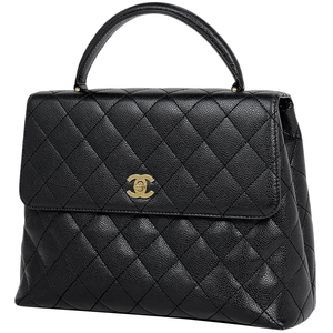 シャネル CHANEL ココマーク ハンドバッグ マトラッセ キャビアスキン ブラック A12397 レディース 【中古】