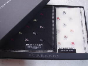 ☆　未使用　BURBERRY　バーバリー　ハンカチ　二枚セット　カラフル♪　ホースマーク　(約51×51㌢)　　