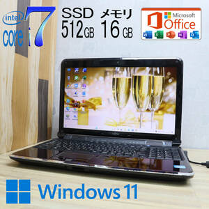 ★中古PC 最上級4コアi7！新品SSD512GB メモリ16GB★A77C Core i7-2630QM Webカメラ Win11 MS Office2019 Home&Business ノートPC★P71079