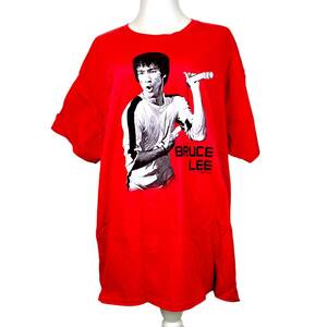 【1円スタート】 レア 希少 Bruce Lee ブルース・リー 半袖Tシャツ タグシール付き メンズXLサイズ レッド 写真プリント 1B1223X6NS2