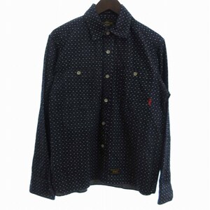 ダブルタップス WTAPS シャツ 長袖 レギュラーカラー ドット 132LTDT-SHM05 コットン 紺 ネイビー M メンズ