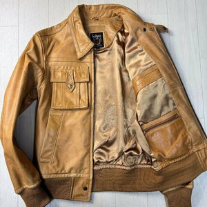 美品/Mサイズ★ショット/Schott N.Y.C 羊革 ラムレザー ジャケット ジップブルゾン ライダース リブニット アウター メンズ キャメル