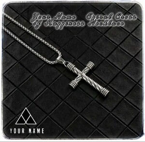 【新品 未使用】YOURNAME ユニセックス SPIRAL Cross Necklace ネックレス メンズ レディース