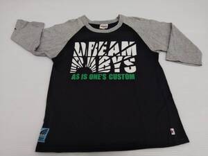 【再値下げ！即決！お買得！】★DREAM BABYS/ドリームベイビーズ★子供服　7分袖　Tシャツ　黒・グレー　白・緑ロゴ　140㎝