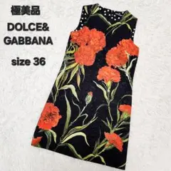 【美品】DOLCE&GABBANA ドルガバ 花柄 薔薇 ワンピース 黒 36