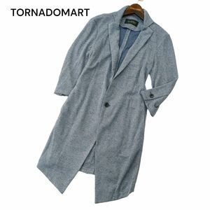 TORNADOMART トルネードマート 春夏 ブライトタック メッシュ★ 7分袖 チェスター ジャケット Sz.M　メンズ ネイビー　A4T03425_4#M