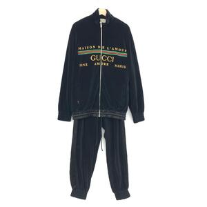 良好◆GUCCI グッチ セットアップ ◆ ブラック メンズ 上下セット スーツ フォーマル 紳士服 シェニール ベロア 20SS