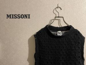 ◯ イタリア製 MISSONI レイヤード ノースリーブ ニット ワンピース / ミッソーニ ショート クロッシェ ブラック 黒 38 Ladies #Sirchive