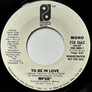 【試聴 7inch】MFSB / To Be In Love 7インチ 45 muro koco フリーソウル サバービア