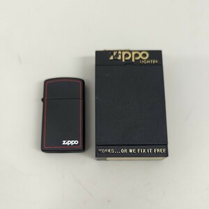 ZIPPO　スリム　ブラック　黒　赤ライン ジッポー　2242