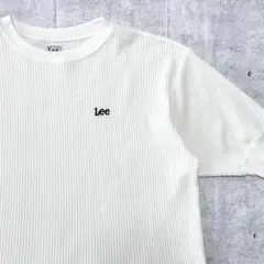 Lee ワッフル リブ 七分袖 Tシャツ 刺繍 ワンポイント ホワイト リー