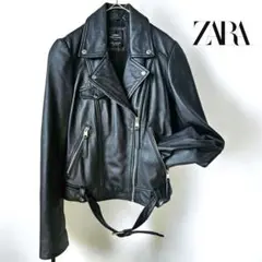 残り1点★ ザラ ZARA 本革レザー ラムスキン ライダースジャケット