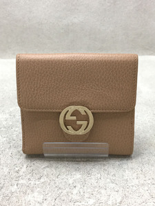 GUCCI◆3つ折り財布/レザー/BEG/レディース