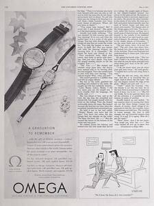 稀少・時計広告！1951年オメガ 時計広告/Omega Automatic Watch/卒業/N