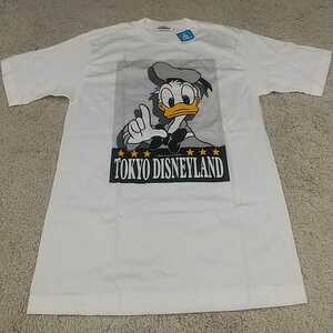 【未使用】レア 80年代 昭和 東京ディズニーランド ドナルドダック プリントTシャツ サイズM 白 袖裾シングルステッチ コレクター ミッキー