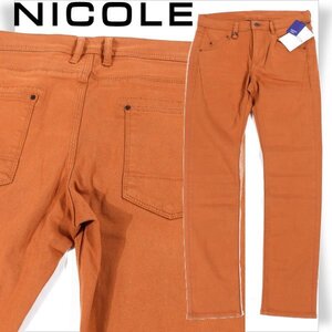 新品1円～★ニコル セレクション NICOLE selection メンズ ストレッチ ストレート カラーデニム パンツ 50 LL レンガ 美脚パンツ◆4826◆