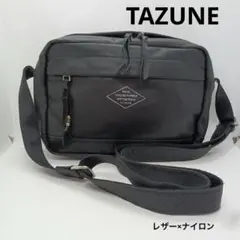 TAZUNE タズネ レザー×ナイロン ショルダーバッグ 色／黒