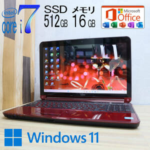 ★美品 最上級4コアi7！新品SSD512GB メモリ16GB★AH77/G Core i7-2670QM Webカメラ Win11 MS Office2019 Home&Business ノートPC★P72091