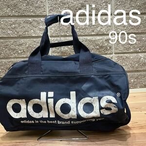 90s adidas アディダス ナイロン ドラムバック トレフォイル レトロ 2way ボストンバッグ ショルダーバッグ サイドポケット 玉mc2841