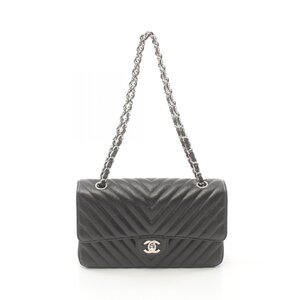 シャネル シェブロン Vステッチ Wフラップ ブランドオフ CHANEL レザー ショルダーバッグ キャビア 中古 レディース