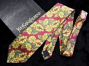 ♪今週の特売980円～♪3301♪良品【YSL】サンローラン【花 植物 柄】ネクタイ♪