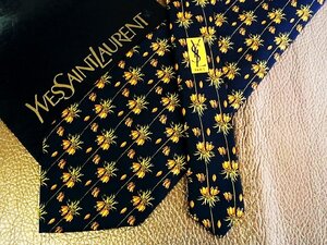 ★良品★3R03213【YSL】サンローラン「花 植物 柄」ネクタイ