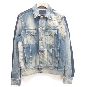 美品 DIESEL ディーゼル リミテッドエディション リペア×クラッシュ加工 デニムジャケット Gジャン 731/978 L インディゴ