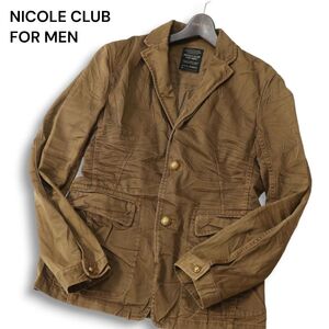 Y2K 00s★ NICOLE CLUB FOR MEN ニコルクラブ フォーメン 通年 シワ加工★ 刻印ボタン ジャケット Sz.46　メンズ　I4T03764_B#O