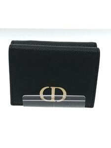 Christian Dior◆3つ折り財布/牛革/BLK/無地/レディース