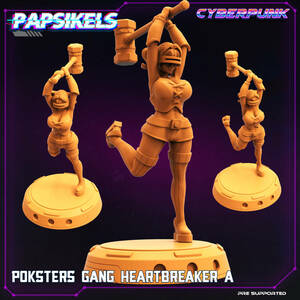 Papsikels pap-2201c08 POKSTER_GANG_HEART_BREAKER_A 3Dプリント ミニチュア D＆D TRPG スターグレイブ サイバーパンク