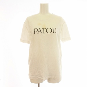 PATOU オーガニックコットン パトゥロゴTシャツ カットソー 半袖 クルーネック ロゴ プリント S 白 ホワイト JE0299999001W