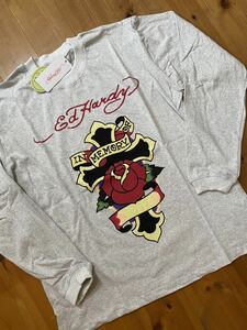 ★ ED HARDY エドハーディ　プリントロンT 長袖　クロス　アイボリー　L 新品　2002