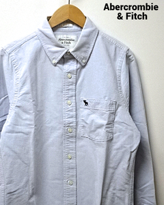 S【Abercrombie & Fitch B.D. L/S Shirt Light Blue アバクロンビー&フィッチ シャツ ボタンダウン 長袖シャツ ダメージ加工 ブルー】