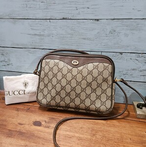 美品☆ GUCCI オールドグッチ ヴィンテージ ポシェット ショルダーバッグ GG柄 GGスプリーム ロゴ 